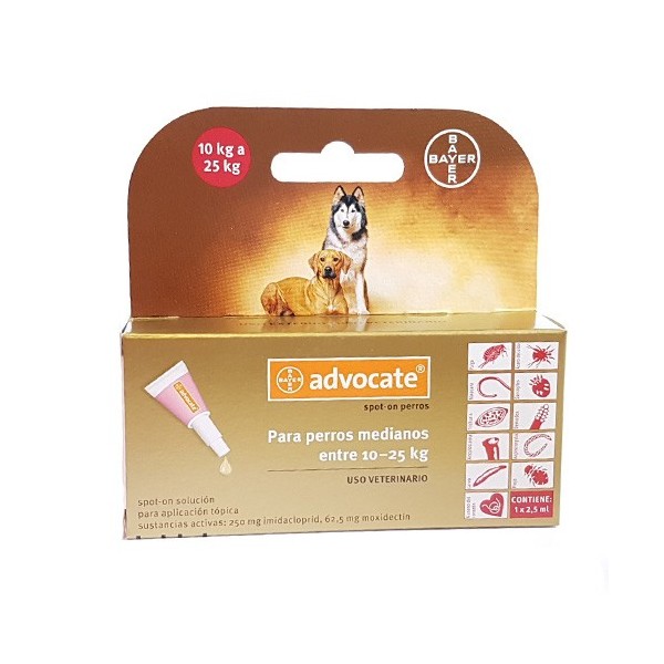 BAYER - ADVOCATE PERRO 10-25 KG (2.5 ML)-
